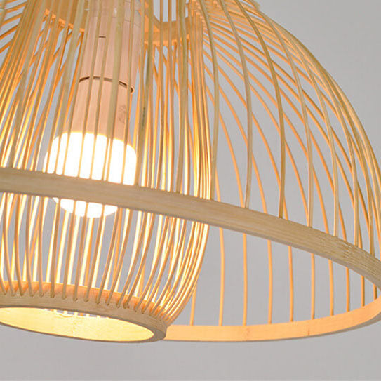 Moderne Rattan 1-Licht Kuppel Pilz Pendelleuchte 