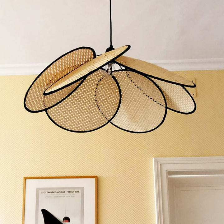Japanischer Wabi-Sabi Rattan 1-Licht Pendelleuchte 