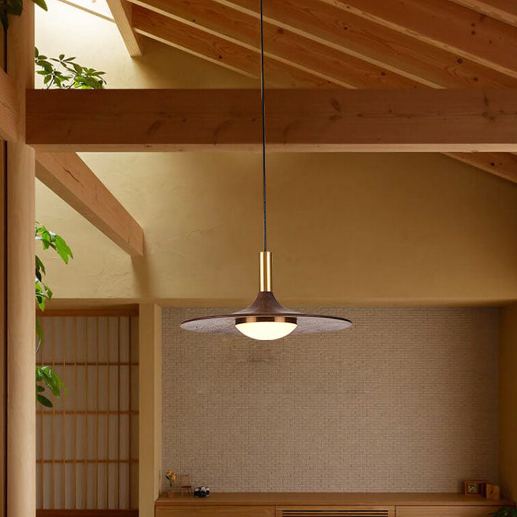 Modern Black Walnut LED Pendant Light