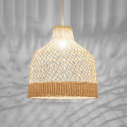 Rattan Weaving Fiber 1-Light Dome Pendant Light