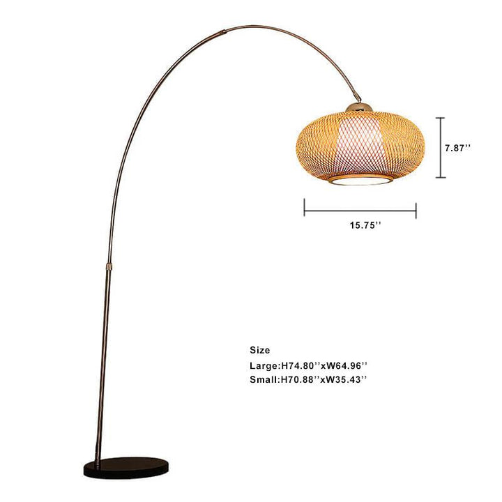 Lámparas de pie LED de caña de pescar de 1 luz de tejido de bambú 