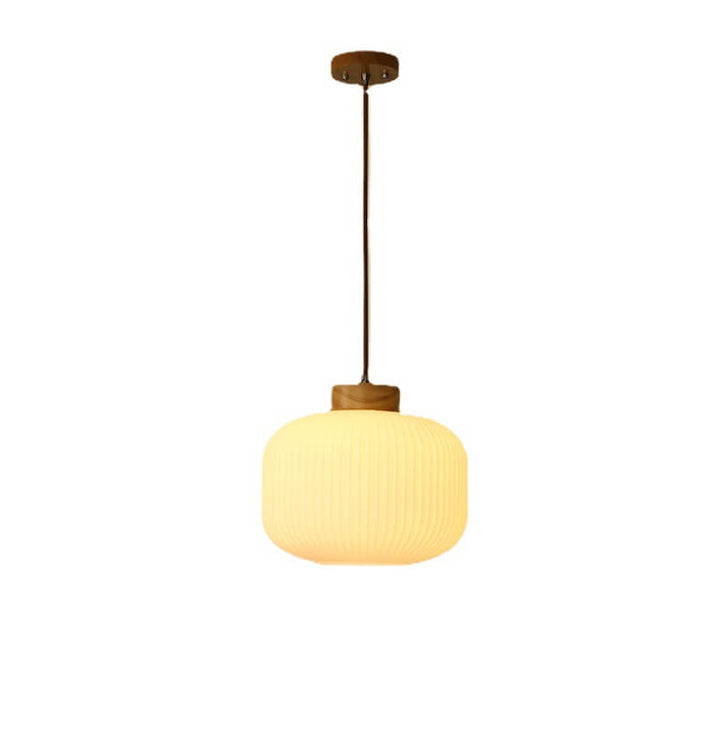 Retro Weiß gestreiftes Glasgefäß 1-Licht Japanische Pendelleuchte 