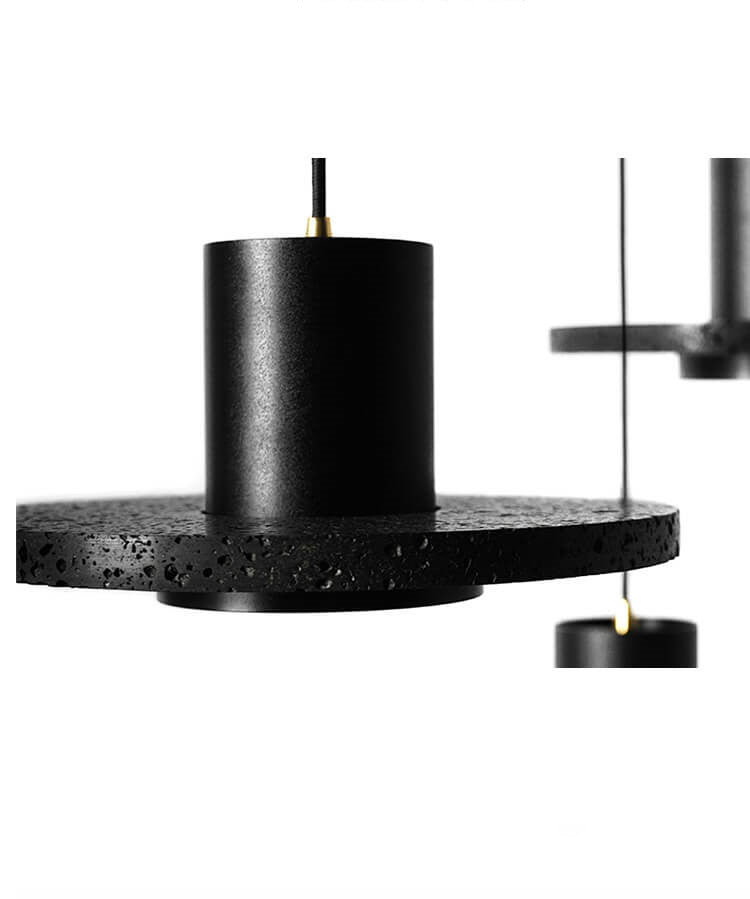 Lava Stone 1-Light Adjustable Length Cylinder  Round Base Pendant Light