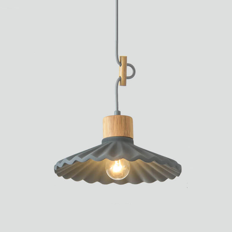 Modern Macaron Cement Scalloped Shade 1-Light Pendant Light