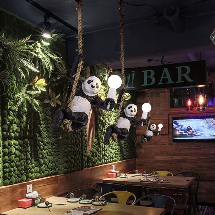 Creative Resin Panda Hemp Rope 1-Light  Pendant Light