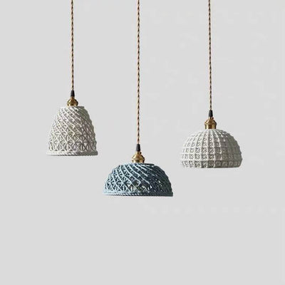Lámpara colgante de cúpula de 1 luz de porcelana japonesa moderna con calados 