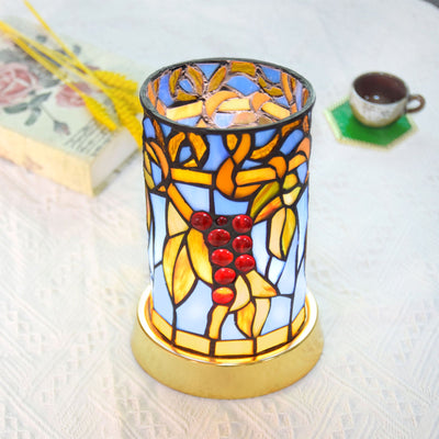 Kreative Tiffany-Frucht-Zylinderfass-Buntglas-LED-Tischlampe 