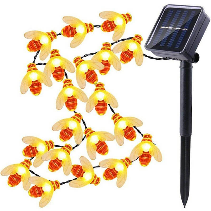 Lumières LED Étanches Solaires Extérieures Abeilles Décoration de Fête Festival Guirlande Lumineuse 