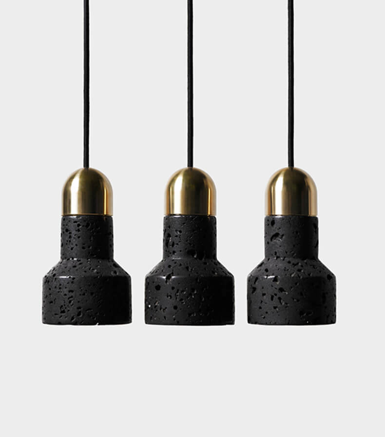 Lava Stone 1-Light Adjustable Length Bell Pendant Light