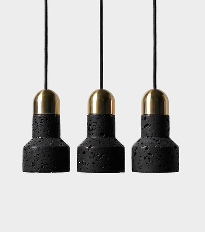 Glocken-Pendelleuchte aus Lavastein, 1-flammig, längenverstellbar 