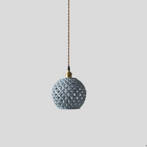 Modern Japanese Porcelain Openwork 1-Light Dome Pendant Light