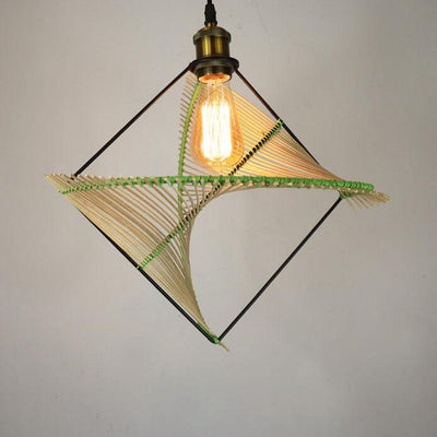 Creative Twisted Rattan Weaving 1-Light Pendant Light