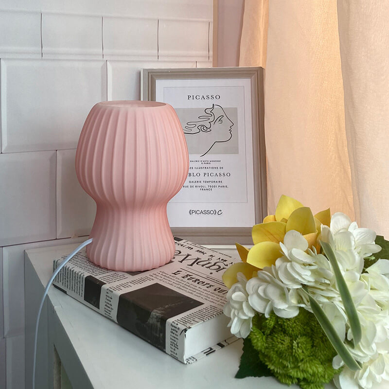 Nordic Striped Glass Macaroon 1-Light Table Lamp