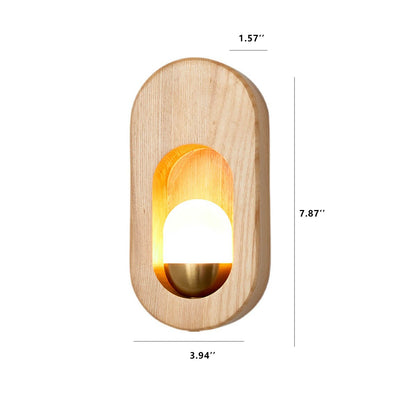 Modern Circle Ring Solid Wood 1-Light Wall Sconce Lamp