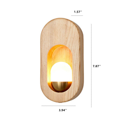Moderne Wandleuchte aus Massivholz mit Kreisring und 1 Leuchte 