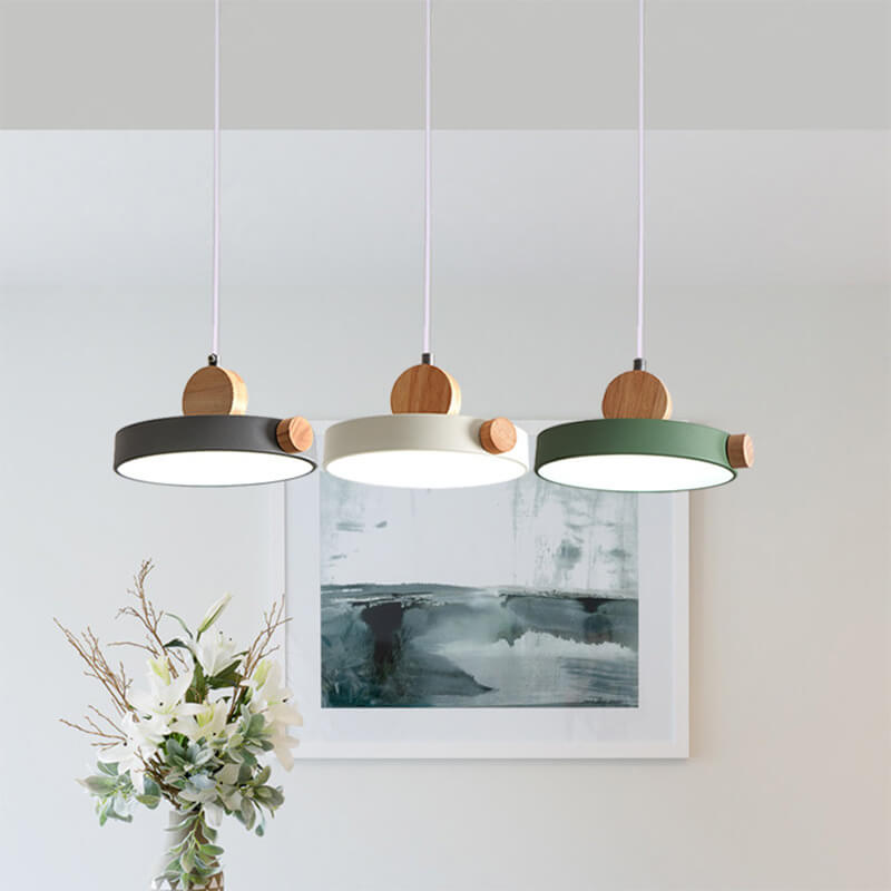 Nordic Minimalist Metal Drum Shape 1-Light LED Pendant Light