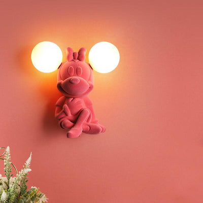 Cartoon Mickey Minnie Resin 2-Light Wall Sconce Lamps