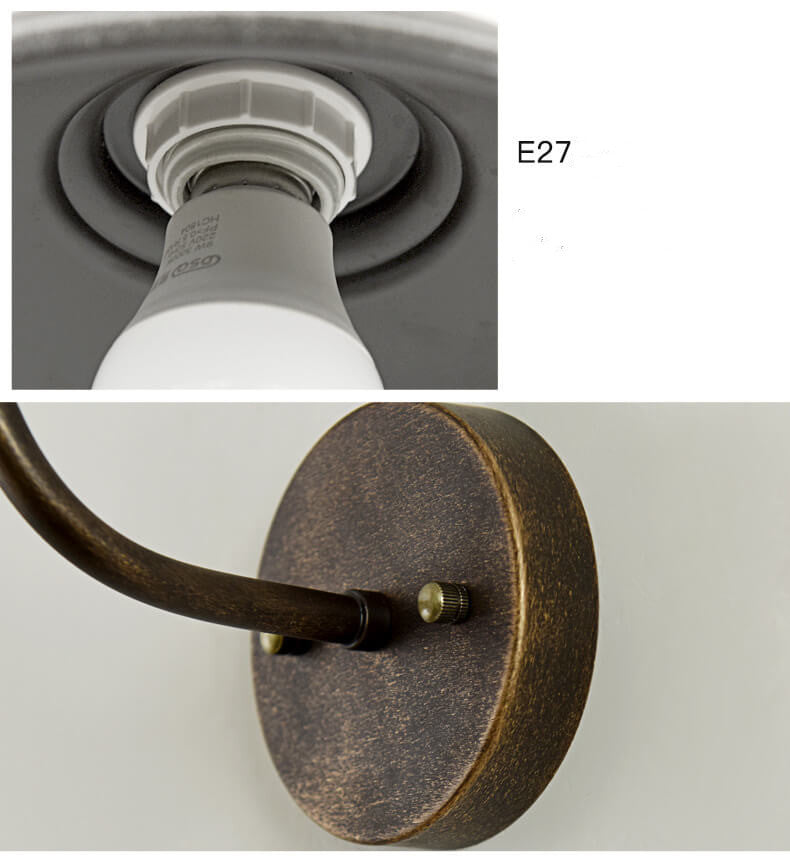 Aplique de pared exterior tipo cúpula de hierro vintage tradicional de 1 luz para sala de estar 