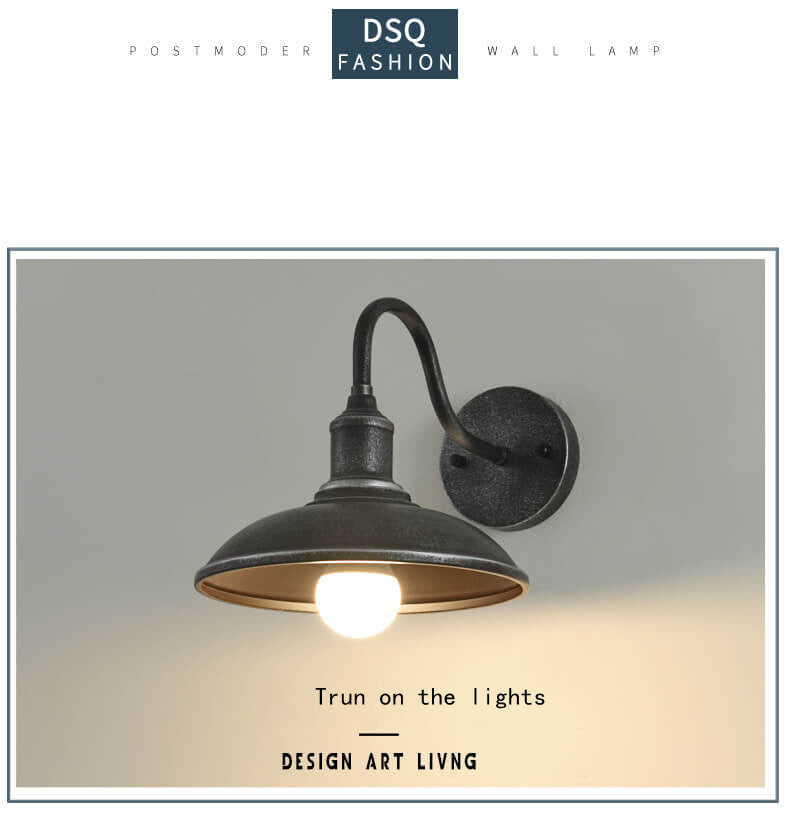 Retro Iron 1-Light Dome Outdoor Wall Lighting