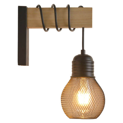 Vintage Loft Mesh Shade Bulb Shape 1-Light Wall Sconce Lamp