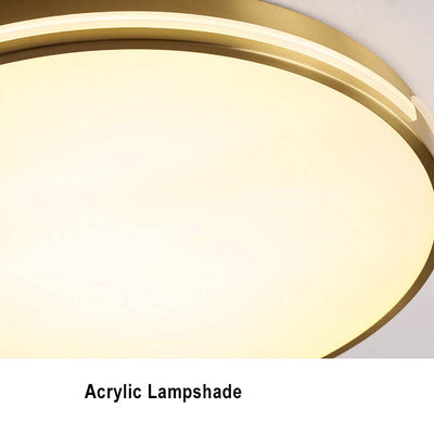 Modern Copper Circle 1-Light LED Flush Mount Lighting