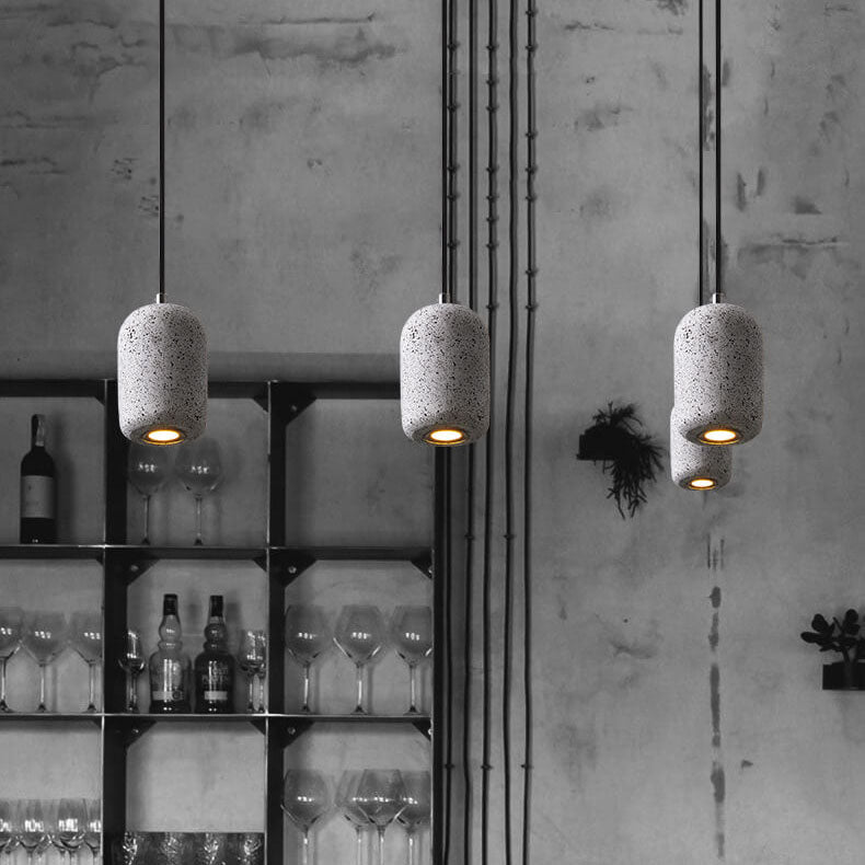 Suspension LED en ciment cylindrique moderne en terrazzo 
