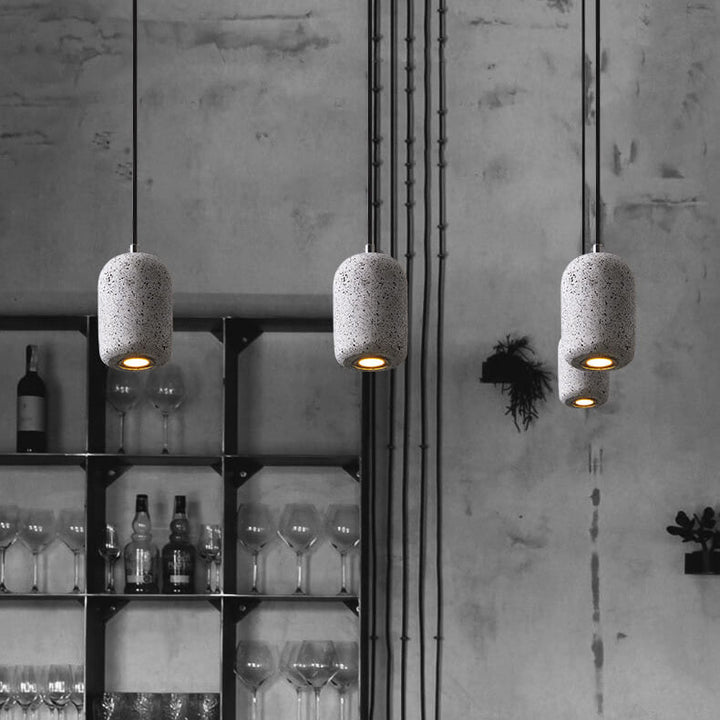 Suspension LED en ciment cylindrique moderne en terrazzo 