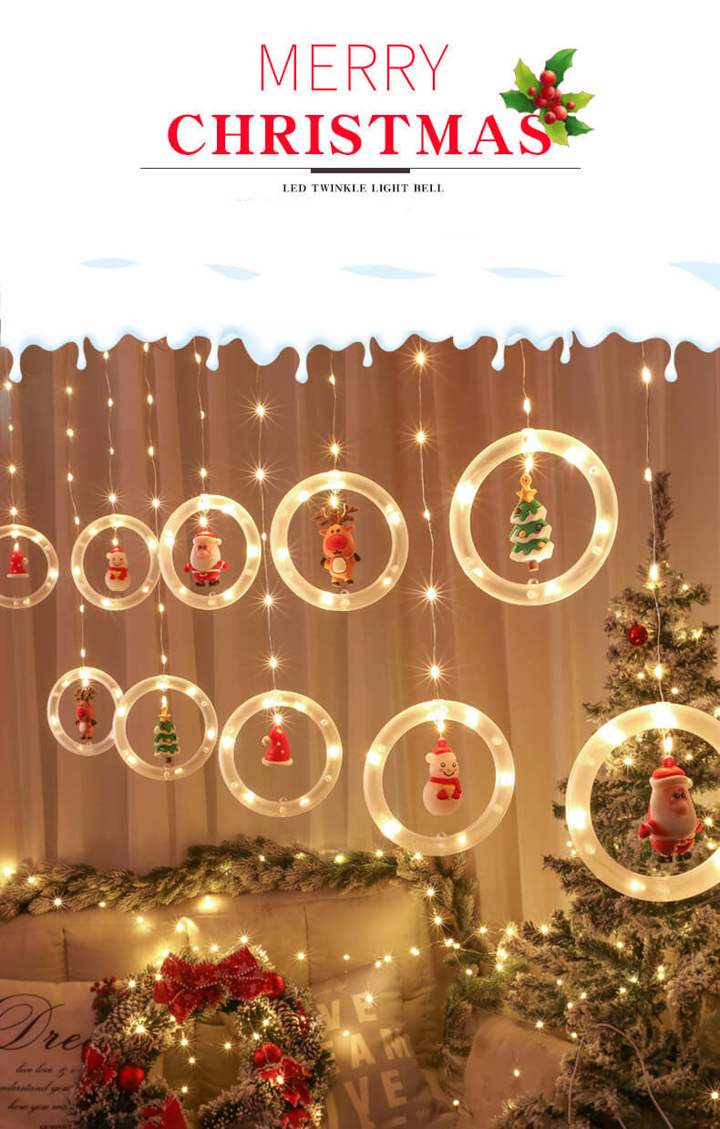 Décoration suspendue de poupée de cercle de noël, guirlande lumineuse USB à 10 LED 