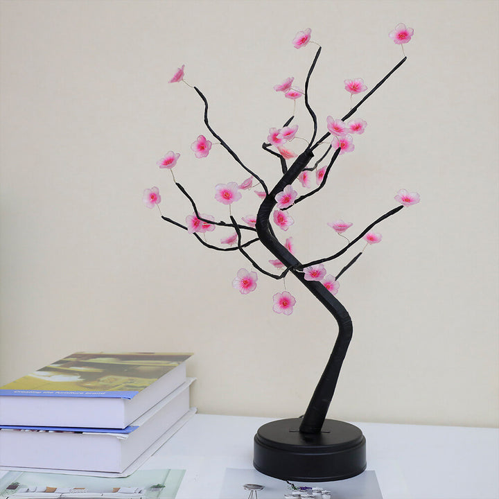 Luz de árbol bonsái Luz de flor de ciruelo Control remoto Pequeñas lámparas de mesa LED 