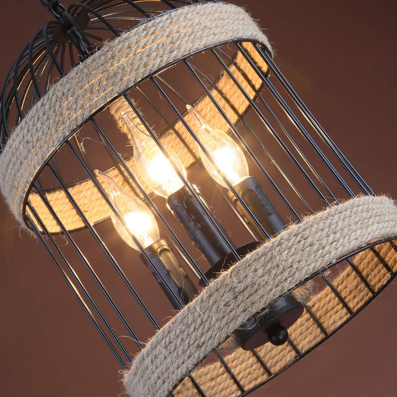 Industrielle Retro-Seil-Vogelkäfig 1-Licht Pendelleuchte 