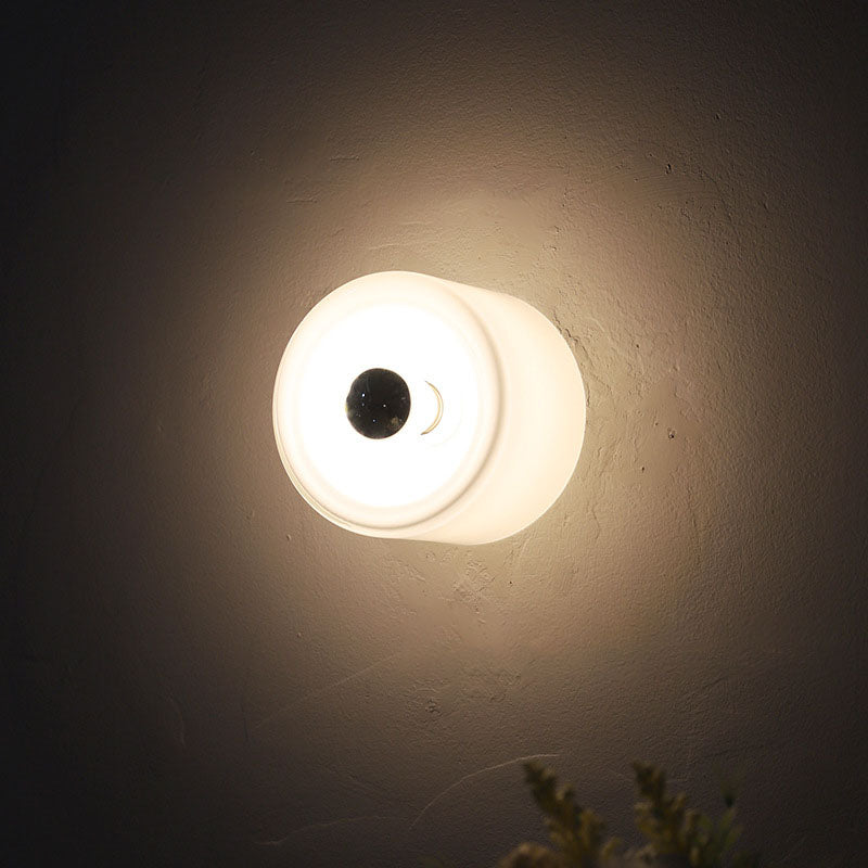 Modern Light Luxury Cylindrical Iron Glass 1-Light Wall Sconce Lamp