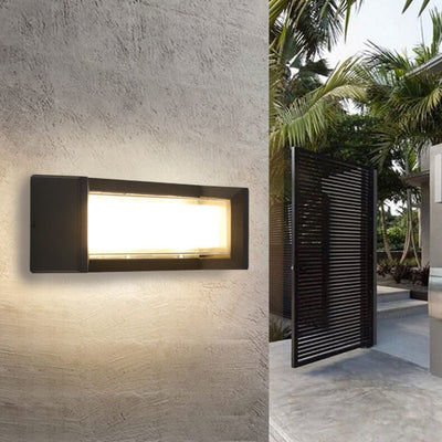 Lampe murale moderne étanche à LED rectangulaire à 1 lumière pour l'extérieur 