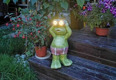 Garden Statue Solar Frog Resin Outdoor Waterproof Decorative Night Light