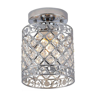 Modern Crystal Mini Cylindrical Shape 1-Light Flush Mount Light