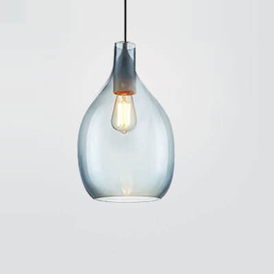 Moderne minimalistische 1-flammige Pendelleuchte aus ovalem Flaschenglas 