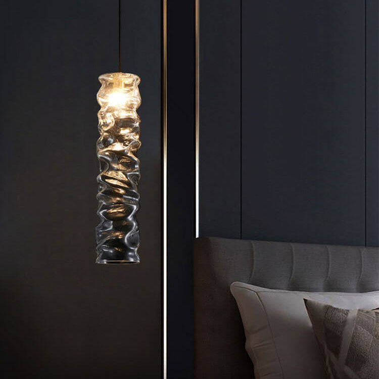 Modern Wrinkled Glass Long Stripes 1-Light LED Pendant Light