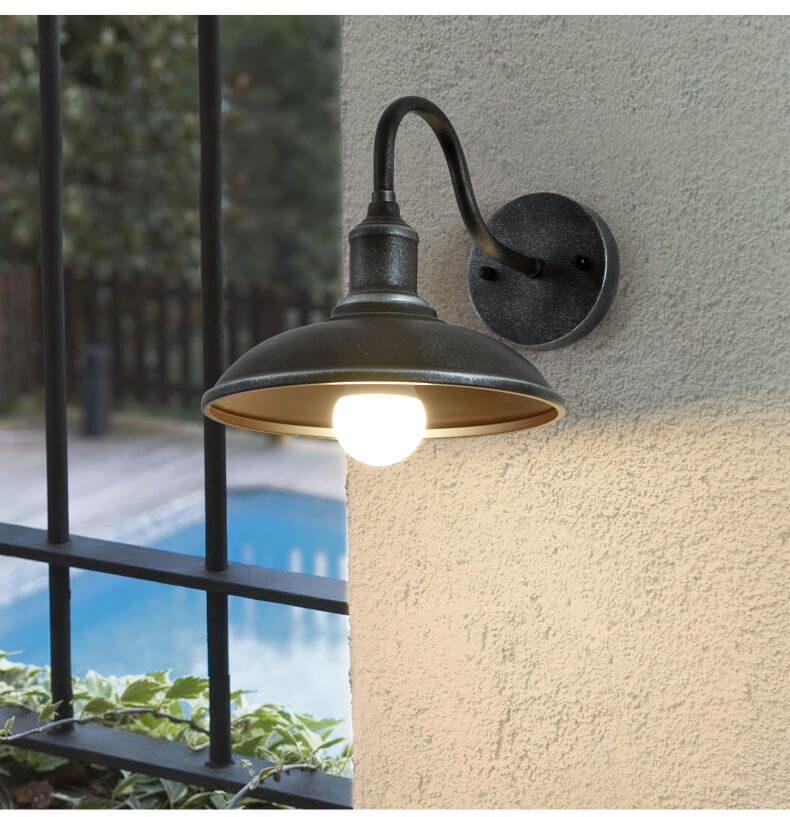 Retro Iron 1-Light Dome Outdoor Wall Lighting