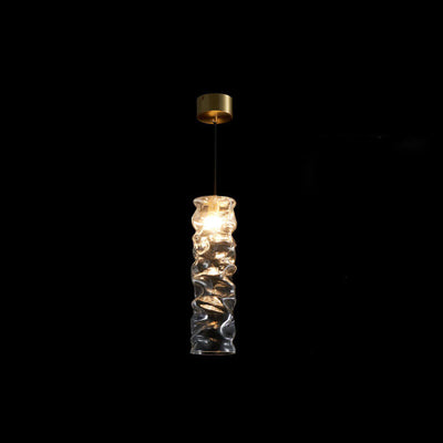 Modern Wrinkled Glass Long Stripes 1-Light LED Pendant Light