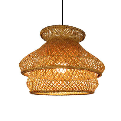 Vintage Bamboo Weaving Multi-Layer Dome 1-Light Pendelleuchte 