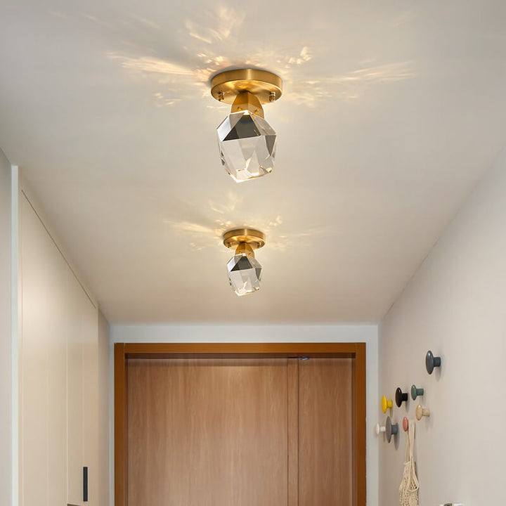Éclairage semi-encastré à abat-jour en diamant à 1 lumière en cristal 