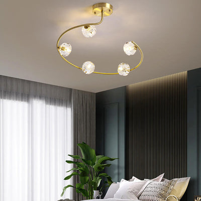 Simple Crystal Ball 2-5 Light 3 Color Changeable LED Semi-Flush Mount Lighting