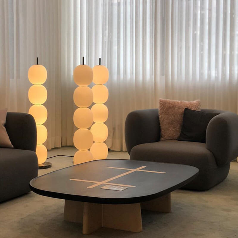 Nordic Round Glass Marble Base 2/5-Light Standing Floor Lamps