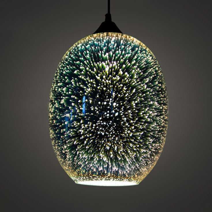 Modern Creative 3D Stained Fireworks Glass Jar 1-Light Pendant Light