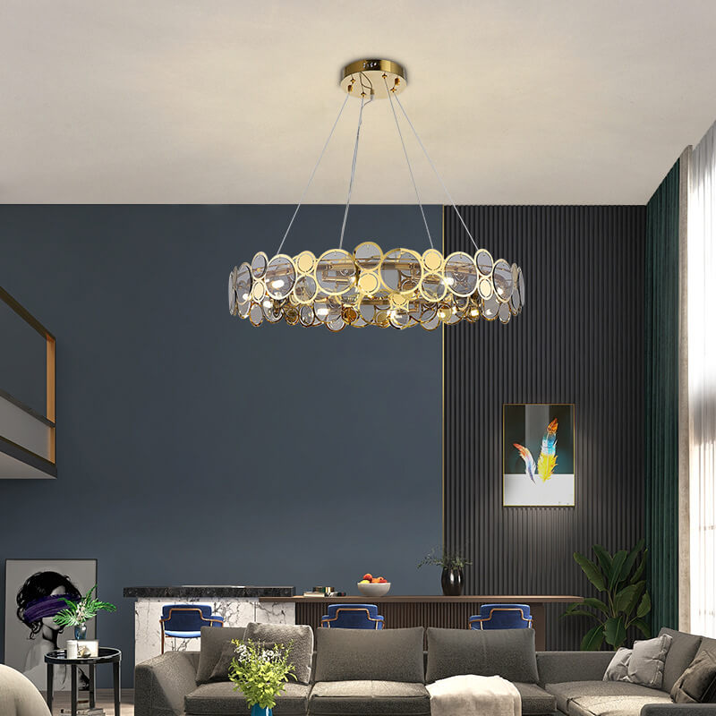 الثريات الحديثة من الحديد والزجاج ب 6/8 أضواء LED 