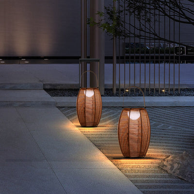 Bamboo Weaving Globe 1-Light Outdoor Solar Energy LED Floor Lamps