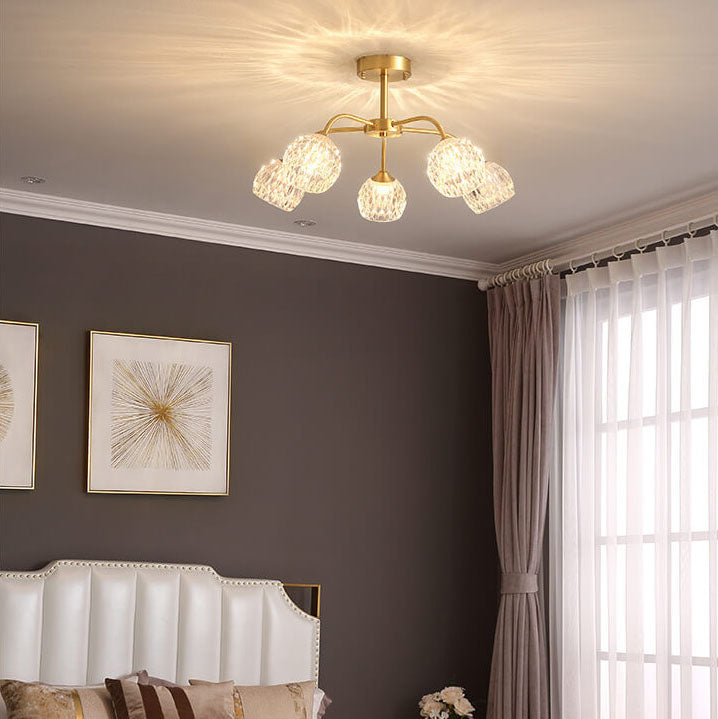 Éclairage semi-encastré à 5 lumières en cristal 