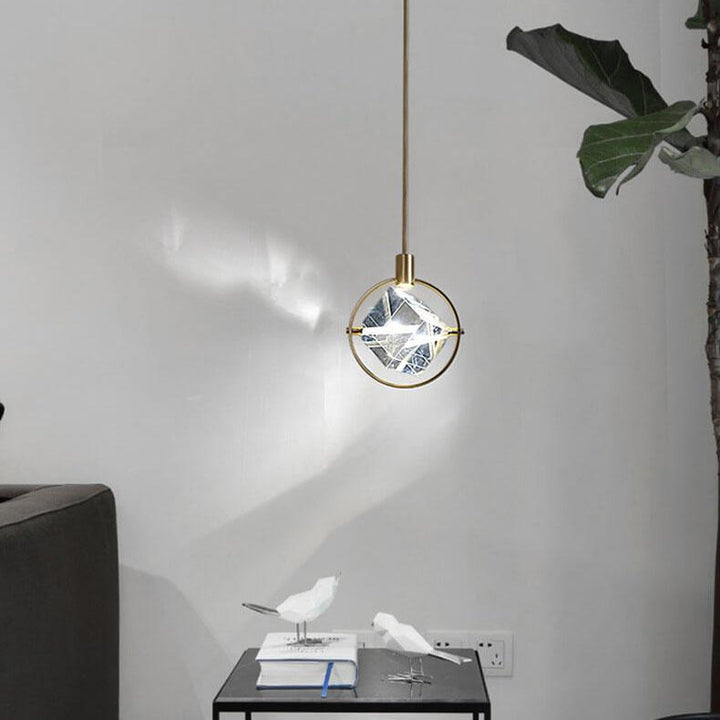 Moderna lámpara colgante LED de un solo anillo dorado 