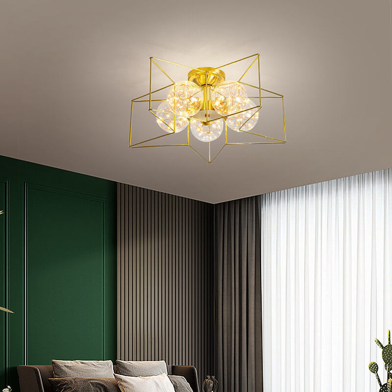 Modern Pentagram 1-5 Light 3 Color Changeable LED Semi-Flush Mount Lighting