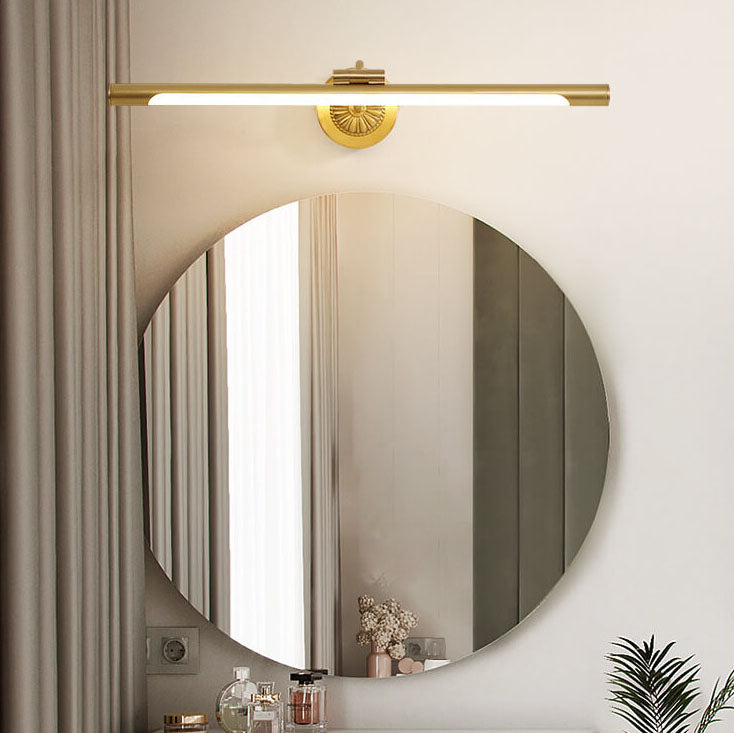 Modern Minimalist All Copper Linear LED Rotatable Mirror Front Light Wall Sconce Lamps