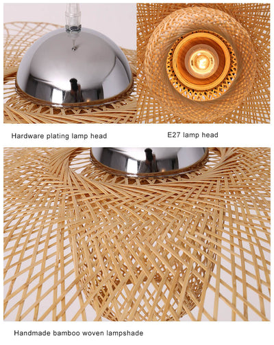 Bamboo Weaving 1-Light Japanese Elements Pendant Light